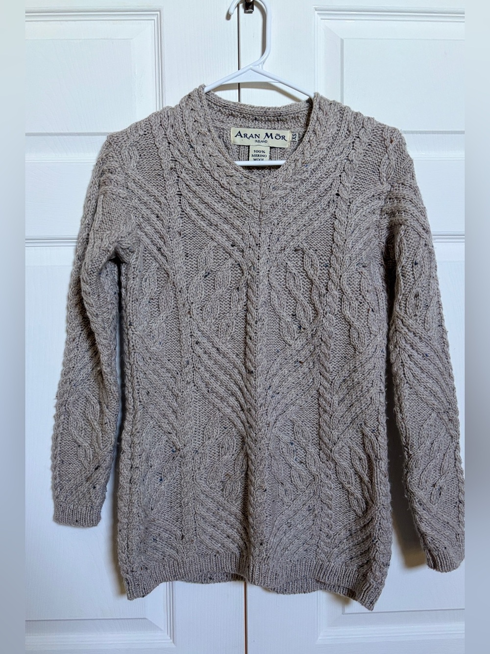 Aran Mor Ireland Women’s XS 100% Merino Wool Cable Knit Aran Sweater Irish